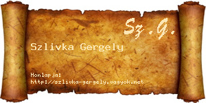 Szlivka Gergely névjegykártya